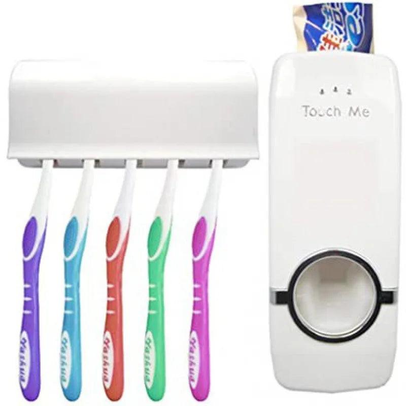 Dispenser Automático de Creme Dental + Suporte para 5 Escovas – Mais Praticidade e Higiene para seu Banheiro!