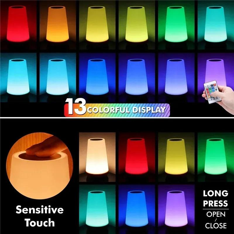 Luminária LED RGB 13 Cores – Toque Sensorial e Controle Remoto