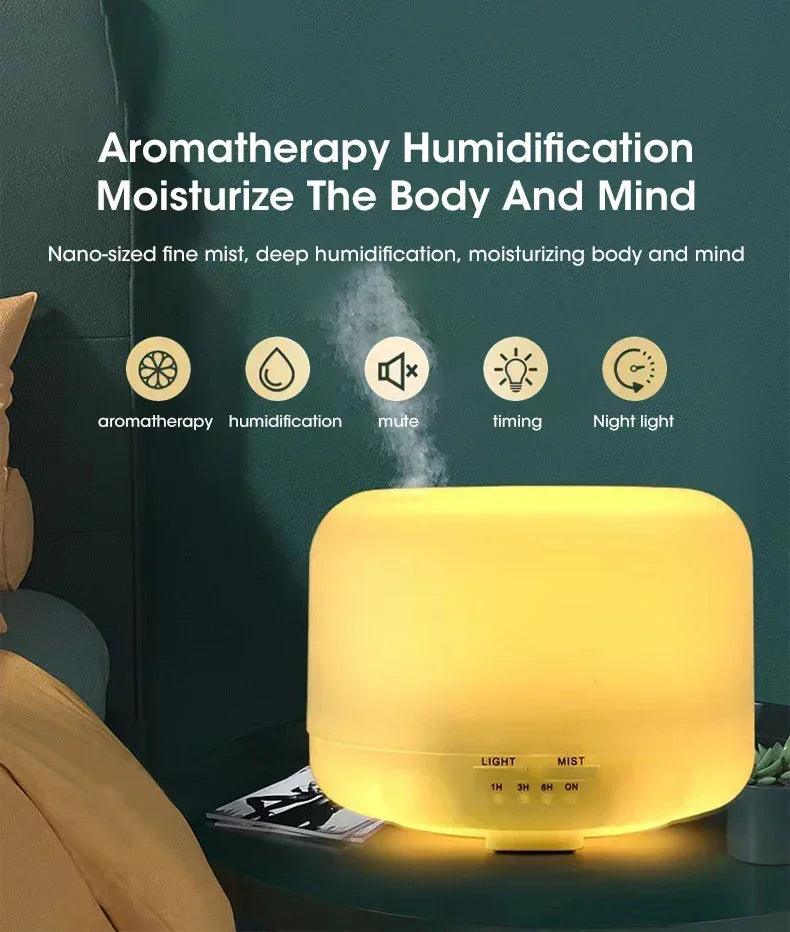 Umidificador de Ar 500ml com Difusor de Aromas – Respire Melhor e Crie um Ambiente Relaxante
